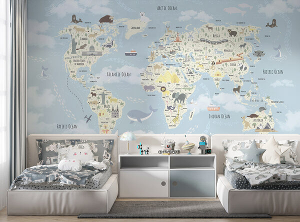 Un mapa del mundo con animales Un mapa del mundo con animales