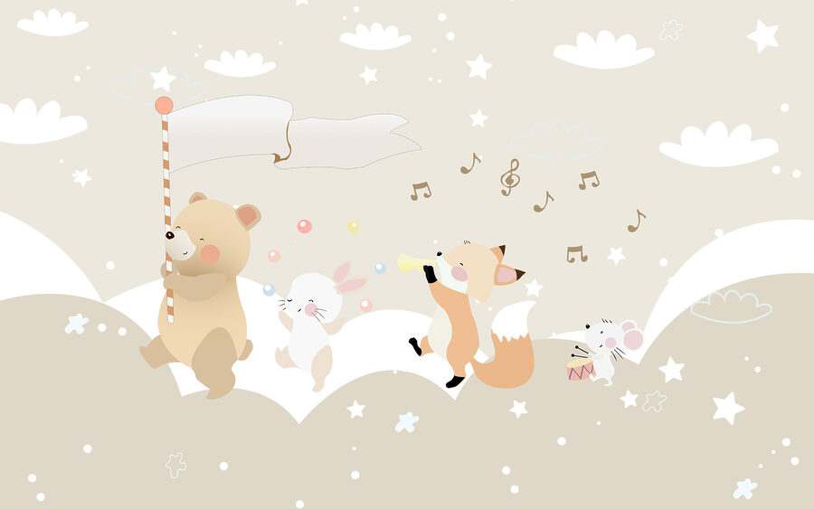 Un animal de dibujos animados tocando música