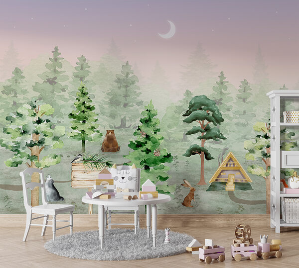 Un grupo de animales en un bosque Un grupo de animales en un bosque