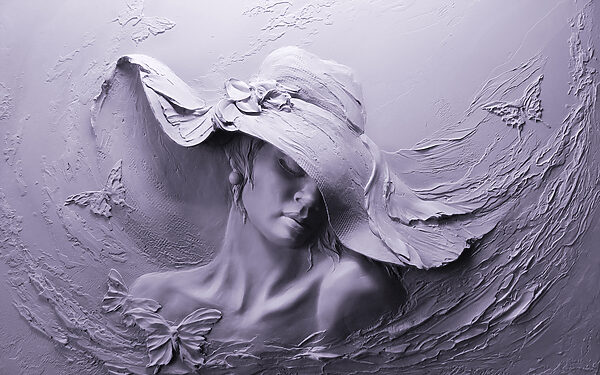 Escultura de una mujer con sombrero Escultura de una mujer con sombrero