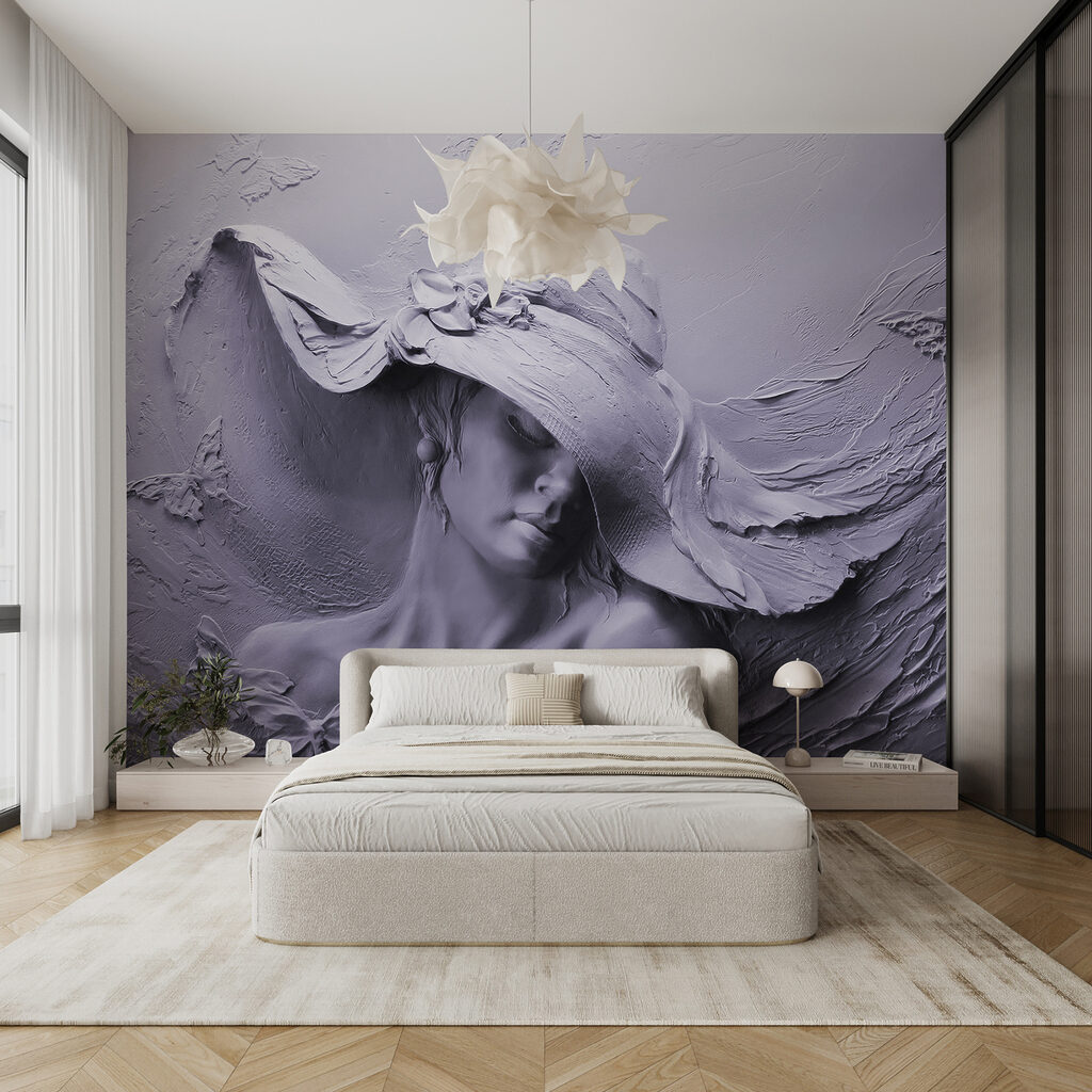 A sculpture of a woman in a hat