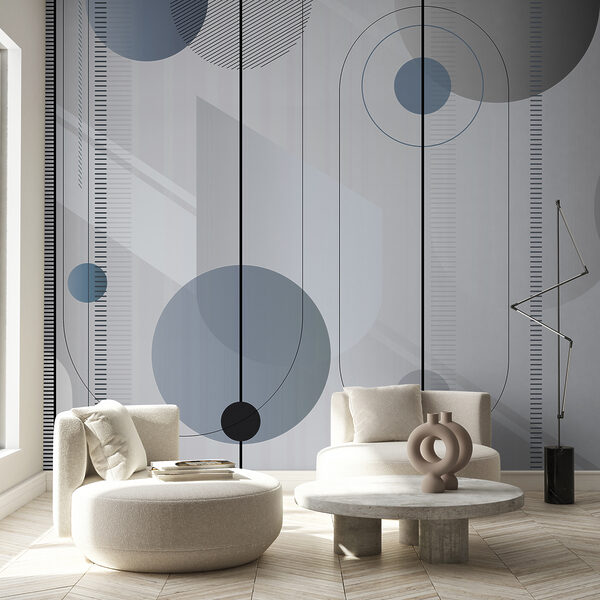 Fotomurales Fotomurales Círculos y líneas grises y negras (SKU: u95379v1)