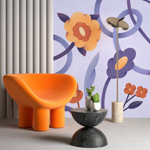Flores y enredaderas de color púrpura y naranja Flores y enredaderas de color púrpura y naranja