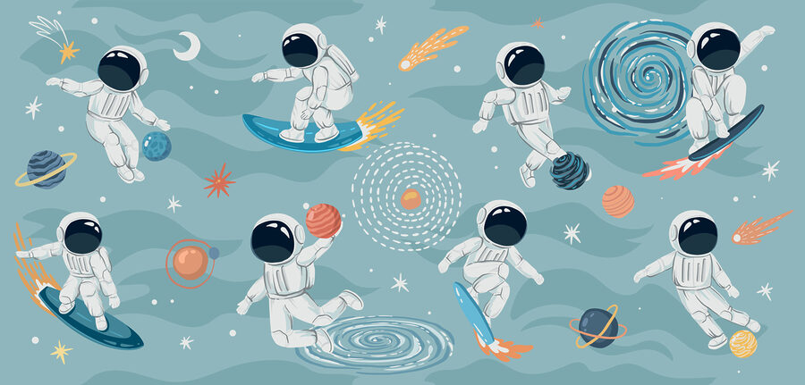 Un grupo de astronautas en el espacio Un grupo de astronautas en el espacio