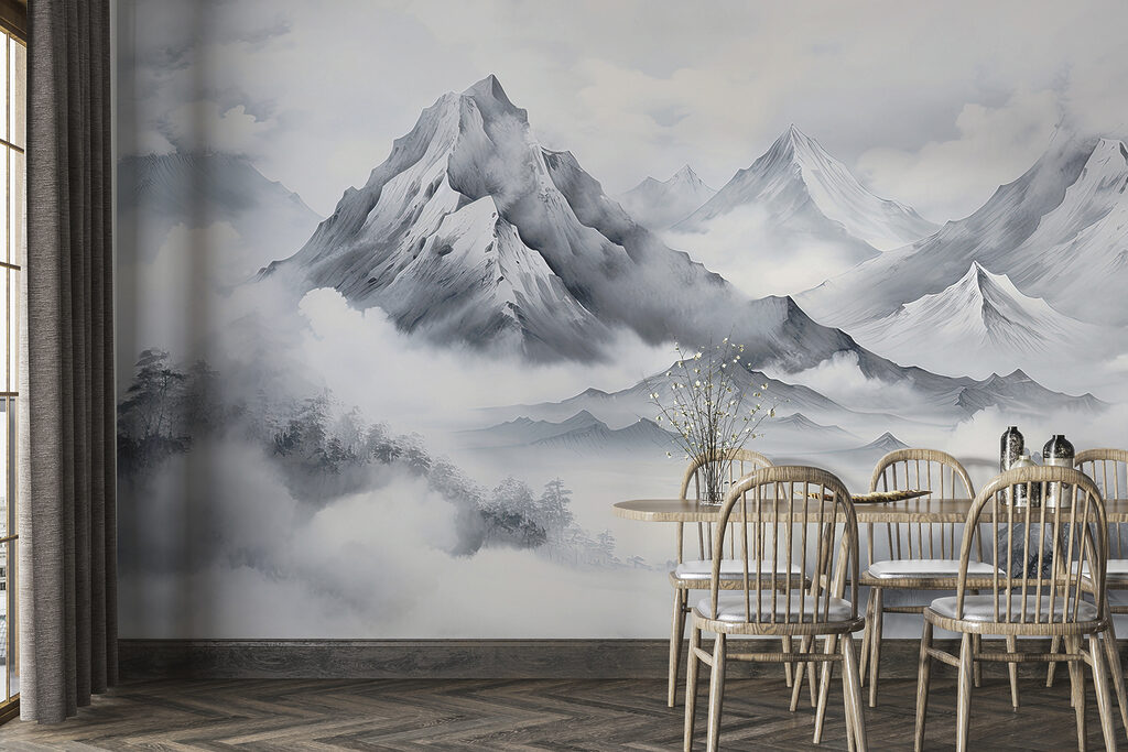 A landscape of mountains and clouds A landscape of mountains and clouds