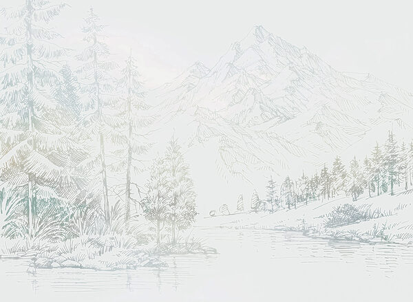 Un río con árboles y montañas al fondo Un río con árboles y montañas al fondo