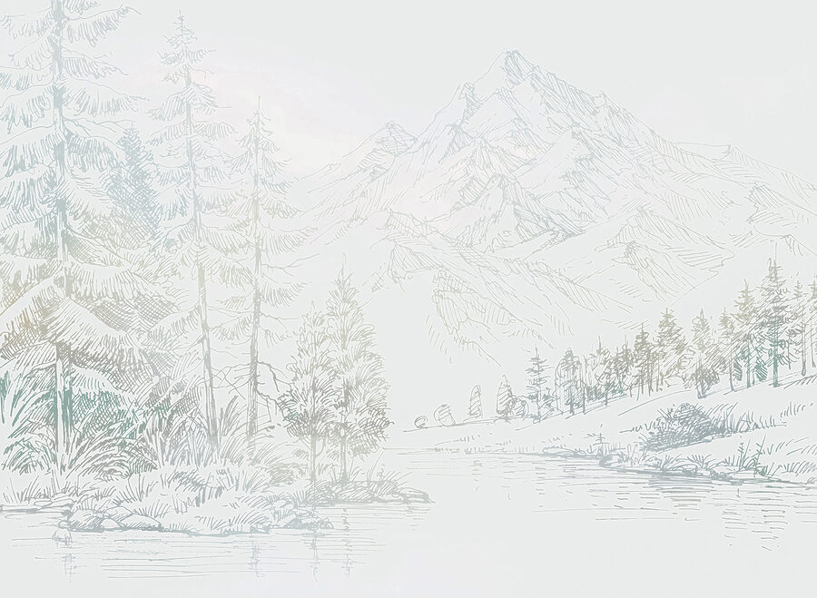 Un río con árboles y montañas al fondo