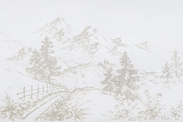 Dibujo de una carretera y árboles Dibujo de una carretera y árboles