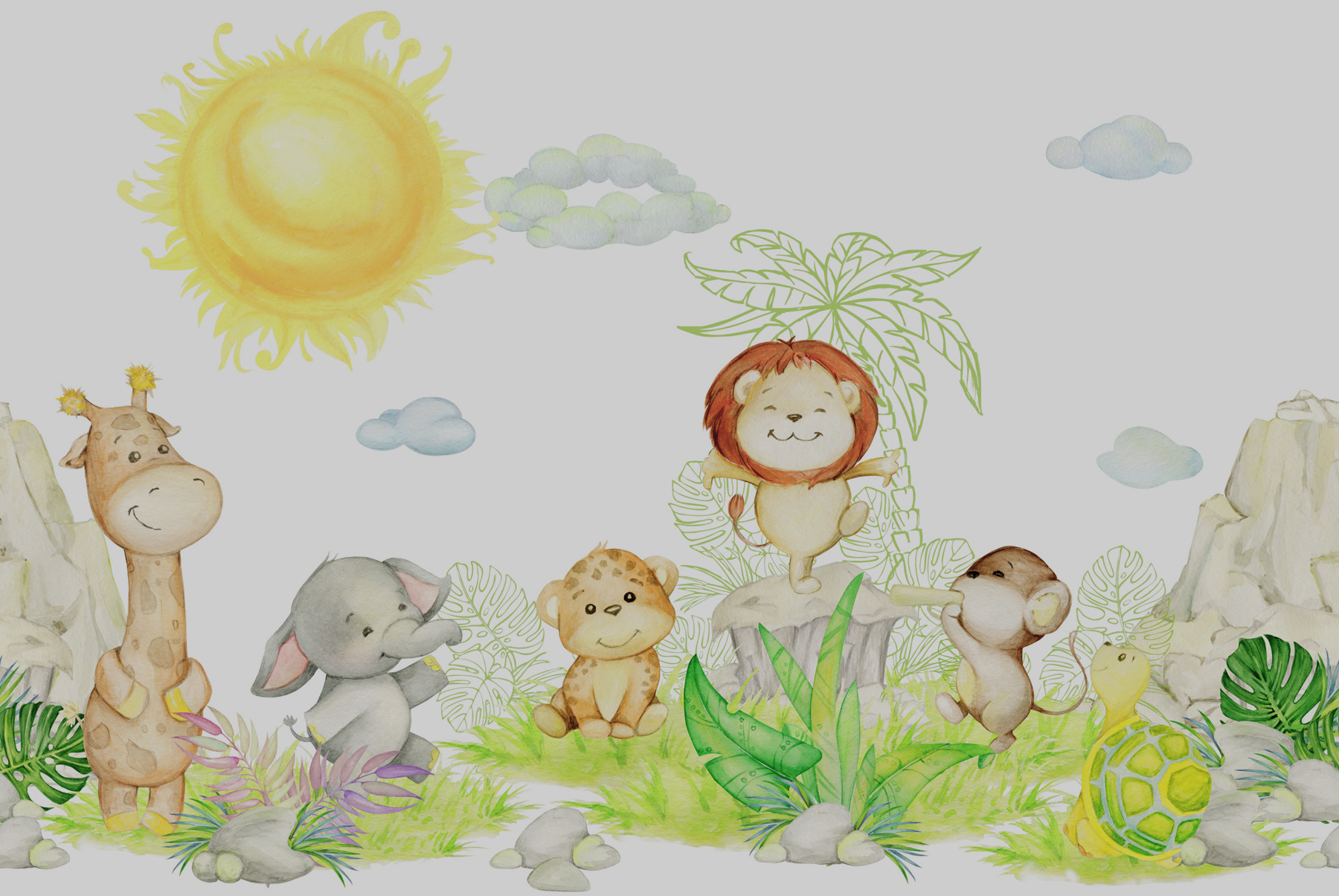 A group of animals in a garden