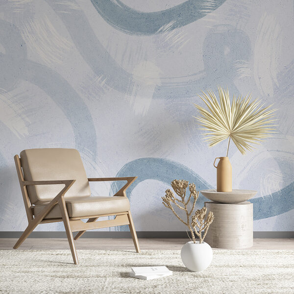Una superficie blanca con pintura azul Una superficie blanca con pintura azul