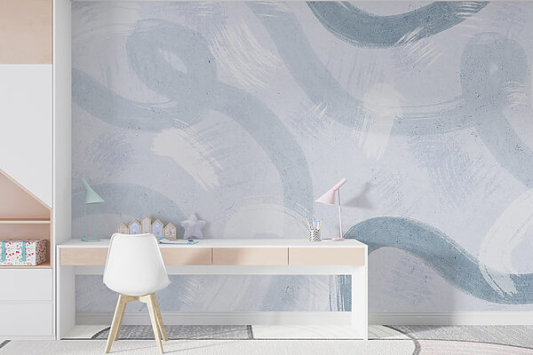 Una superficie blanca con pintura azul Una superficie blanca con pintura azul