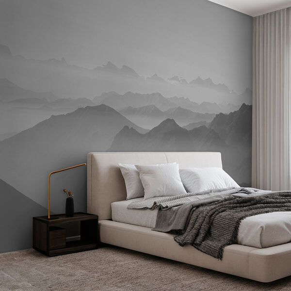 Una imagen de montañas en blanco y negro Una imagen de montañas en blanco y negro