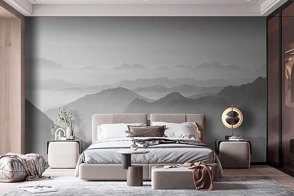 Una imagen de montañas en blanco y negro Una imagen de montañas en blanco y negro