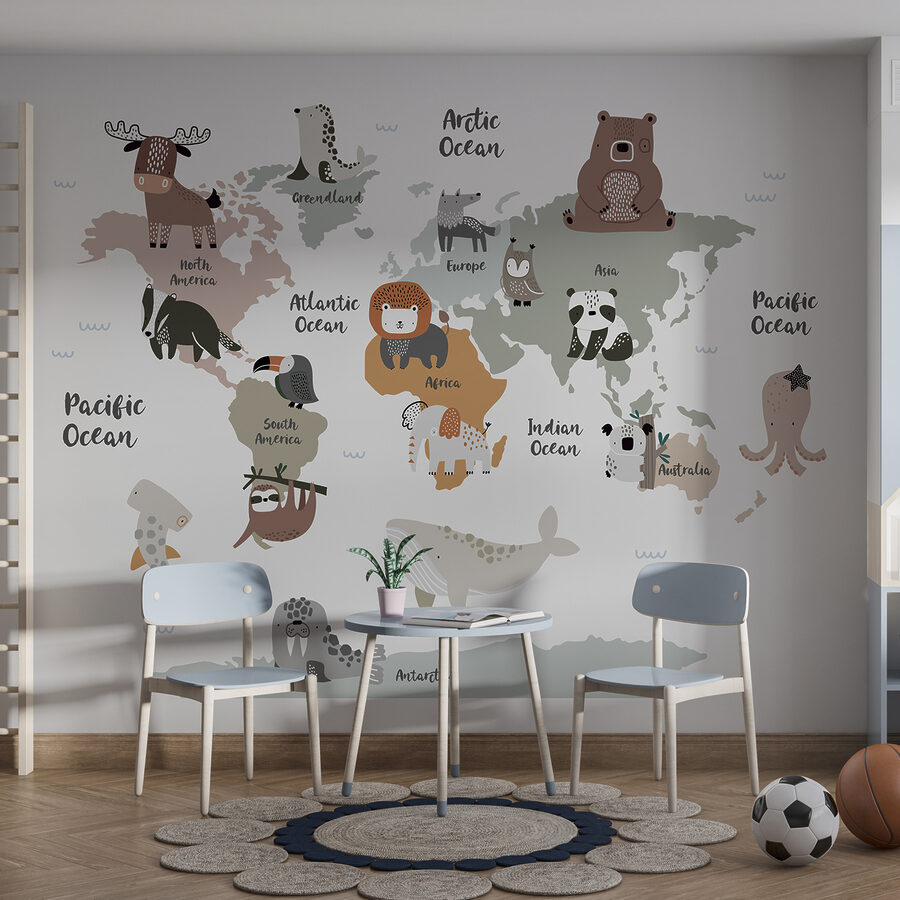 Un mapa de animales con texto