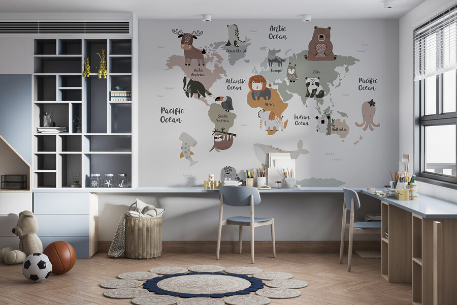 Un mapa de animales con texto