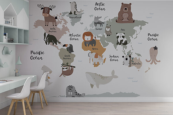 Un mapa de animales con texto Un mapa de animales con texto