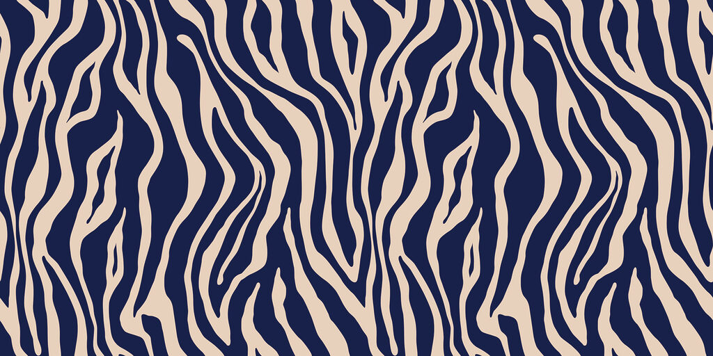 A blue and white zebra print
