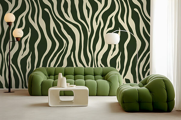 Un estampado de cebra verde y blanco Un estampado de cebra verde y blanco