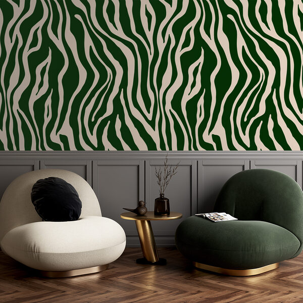 Un estampado de cebra verde y blanco Un estampado de cebra verde y blanco
