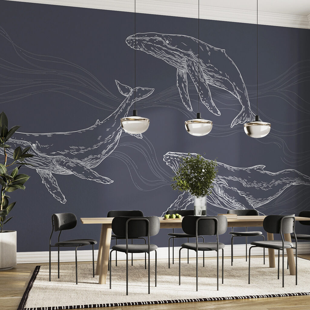 A group of whales swimming