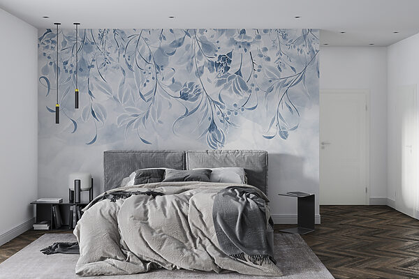 Un diseño floral azul y blanco Un diseño floral azul y blanco