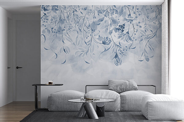 Un diseño floral azul y blanco Un diseño floral azul y blanco