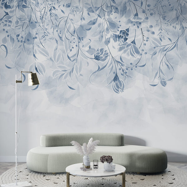 Un diseño floral azul y blanco Un diseño floral azul y blanco