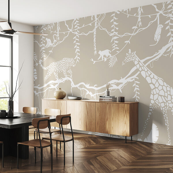 A wallpaper with animals and plants