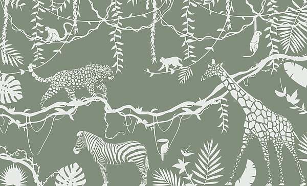 Un papel pintado con animales y plantas Un papel pintado con animales y plantas