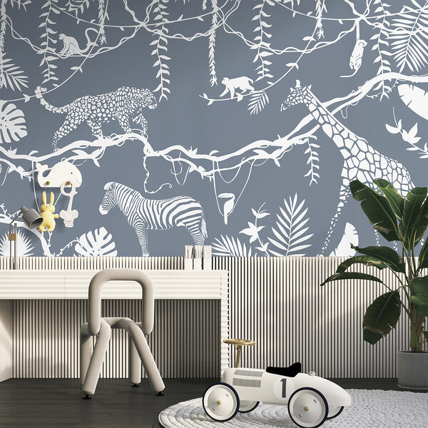 Un papel pintado con animales y plantas Un papel pintado con animales y plantas