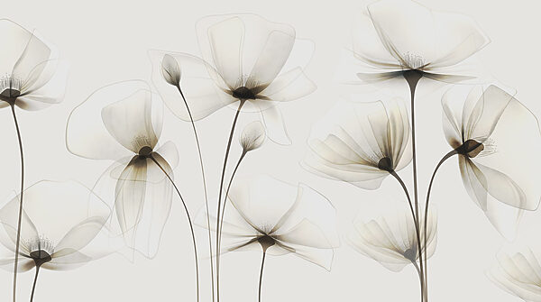 Flores transparentes sobre fondo blanco Flores transparentes sobre fondo blanco