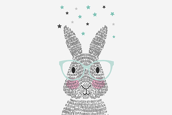 A rabbit wearing glasses