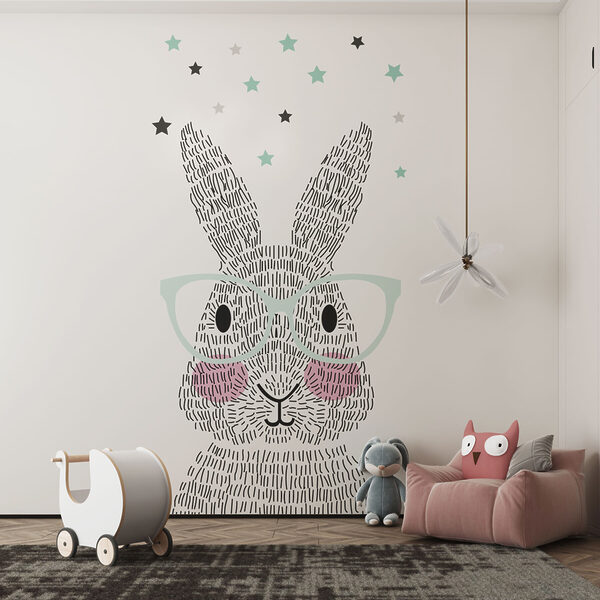 A rabbit wearing glasses