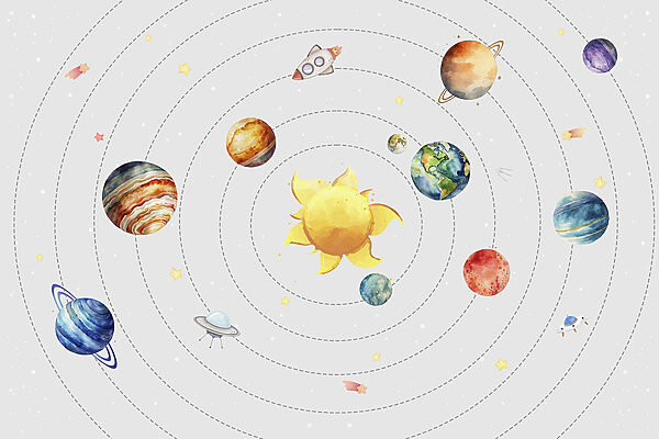 Un sistema solar con planetas y estrellas Un sistema solar con planetas y estrellas