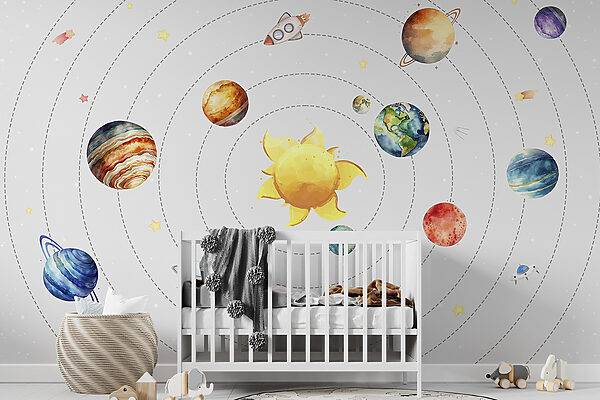Un sistema solar con planetas y estrellas Un sistema solar con planetas y estrellas