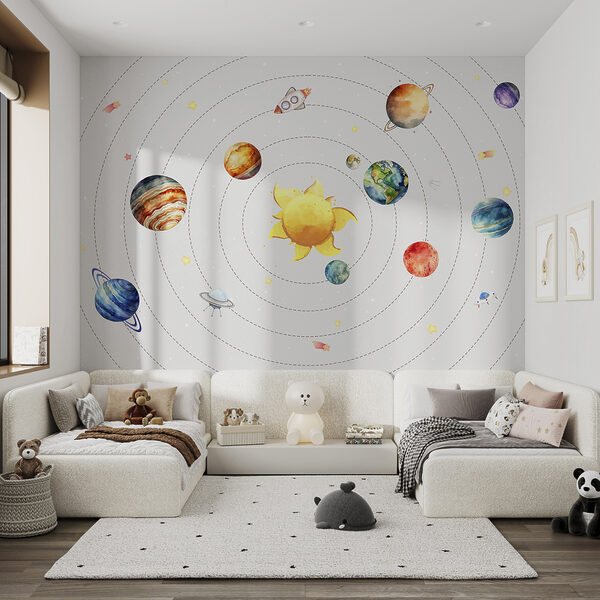 Un sistema solar con planetas y estrellas Un sistema solar con planetas y estrellas