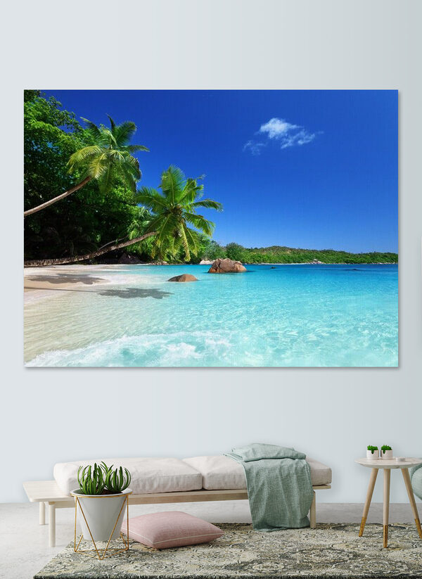 Cuadros A beach with palm trees and blue water (SKU: s00029) Cuadros A beach with palm trees and blue water (SKU: s00029)