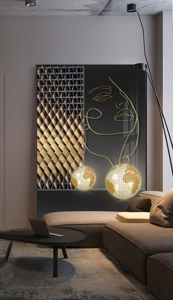 Artistic illusion: face and shimmering lights
