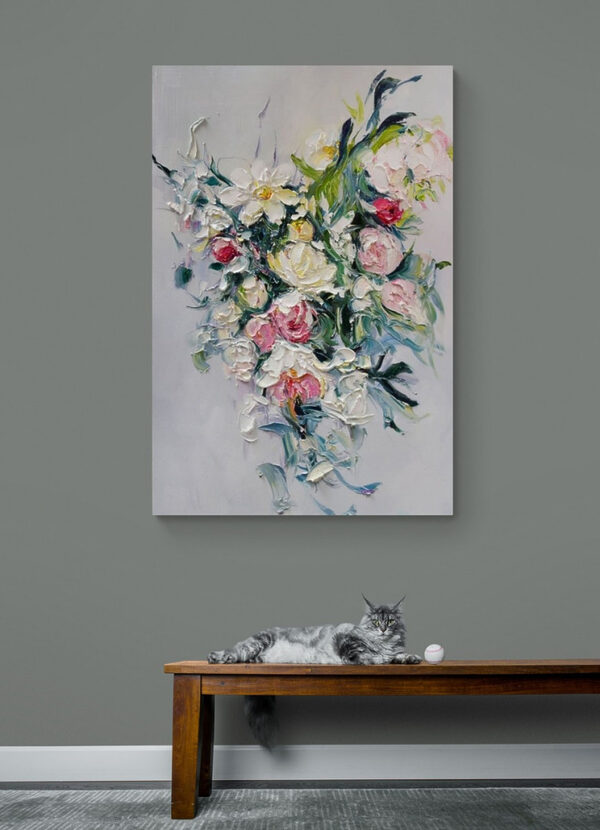 Cuadros Un cuadro de flores sobre un fondo blanco