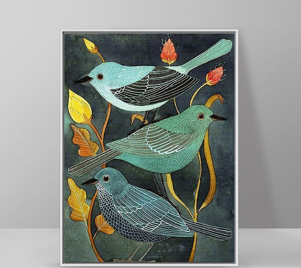 Cuadros Un grupo de pájaros posados en una planta (SKU: s03061) Cuadros Cuadros Un grupo de pájaros posados en una planta (SKU: s03061)