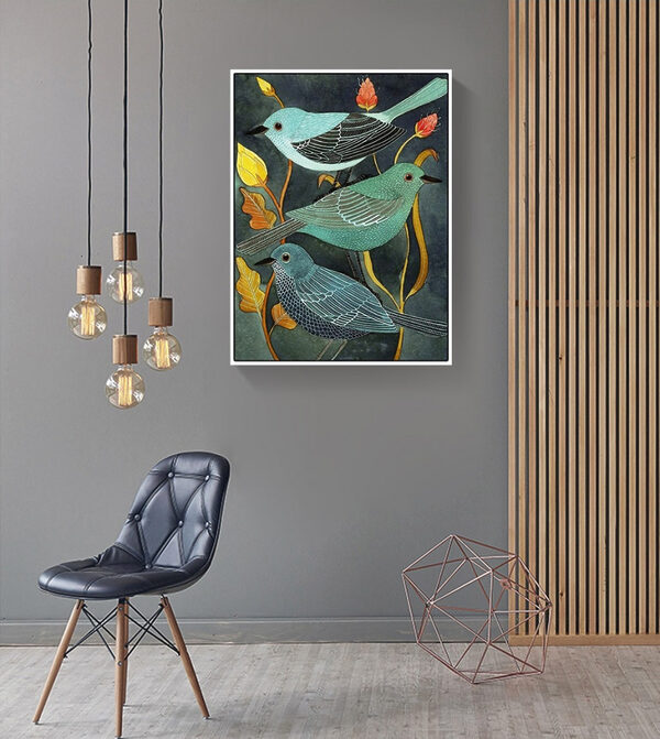 A group of birds on a plant