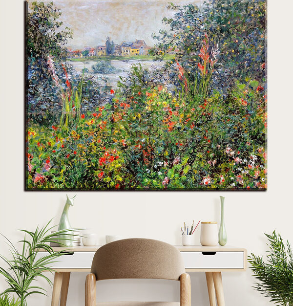 Cuadros Un cuadro de un jardín con flores y árboles (SKU: s04136) Cuadros Cuadros Un cuadro de un jardín con flores y árboles (SKU: s04136)