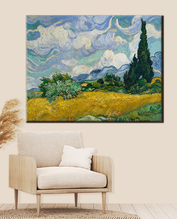 Cuadros Un cuadro que representa un paisaje con árboles y montañas (SKU: s04295) Cuadros Cuadros Un cuadro que representa un paisaje con árboles y montañas (SKU: s04295)