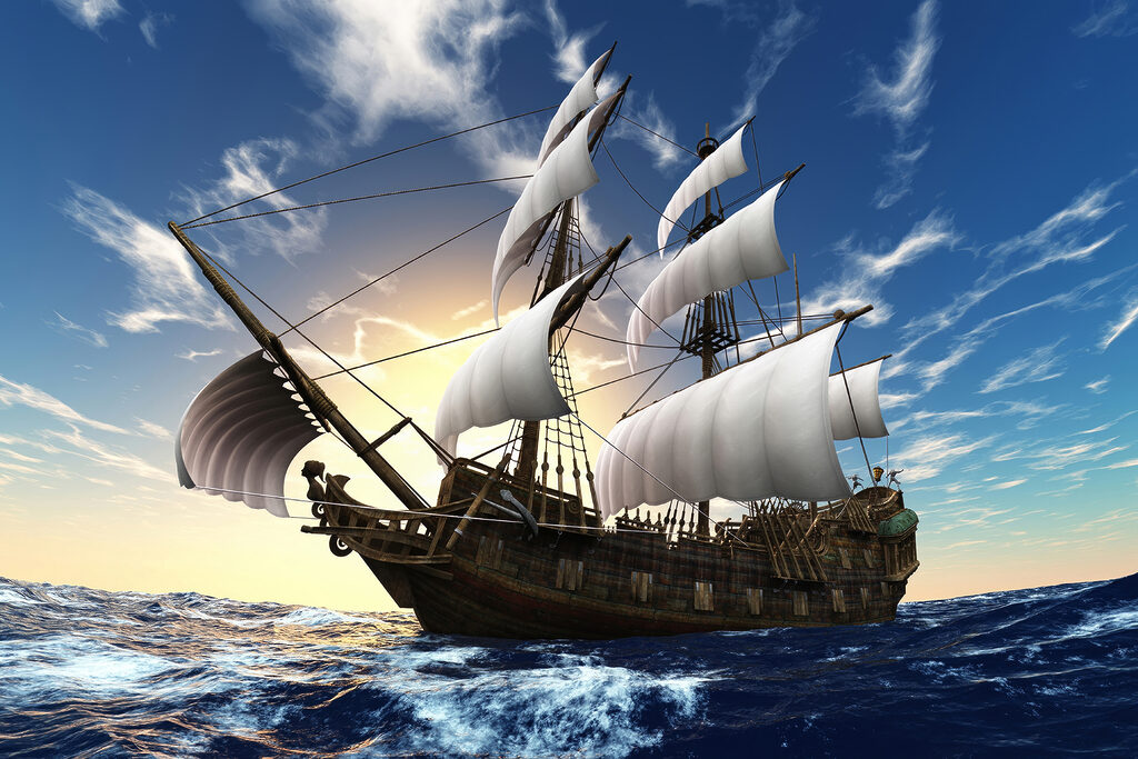 A ship in the water
