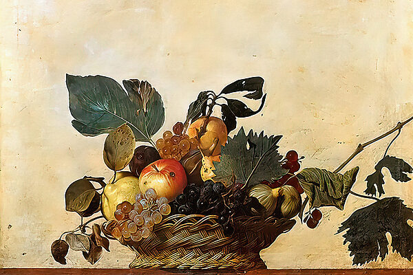 A basket of fruit on a table
