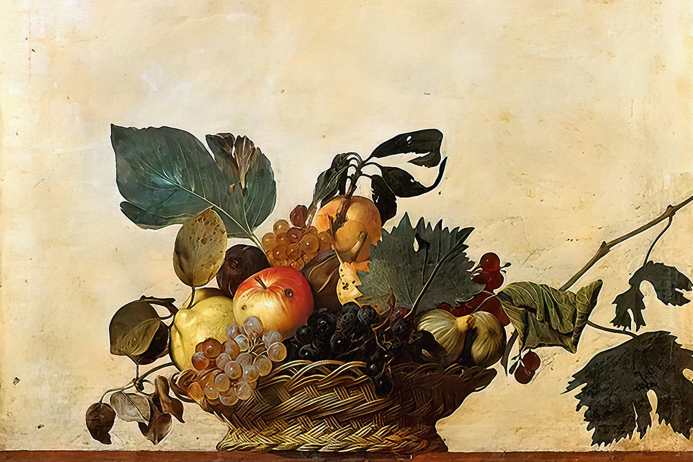 A basket of fruit on a table