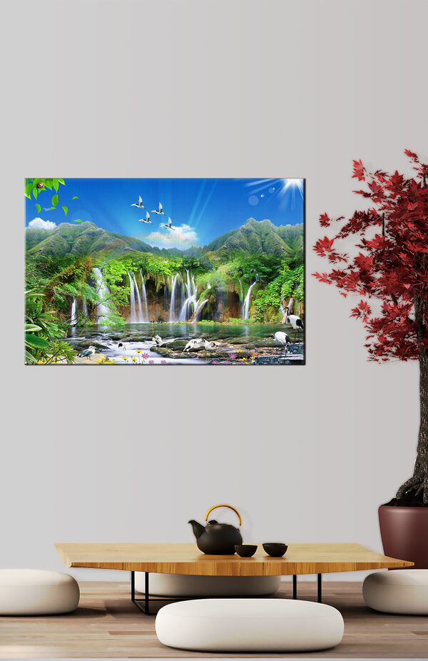 Cuadros A waterfall with birds flying over it (SKU: s03428) Cuadros A waterfall with birds flying over it (SKU: s03428)