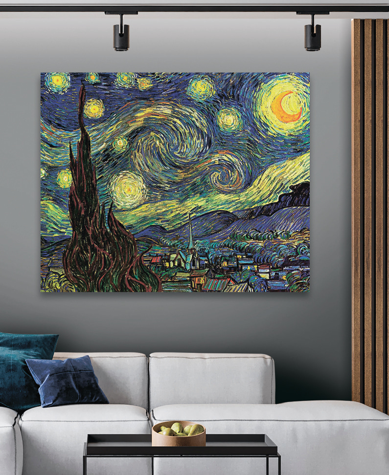 A painting of a starry night