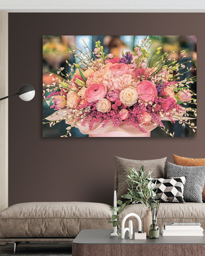 A bouquet of flowers in a box