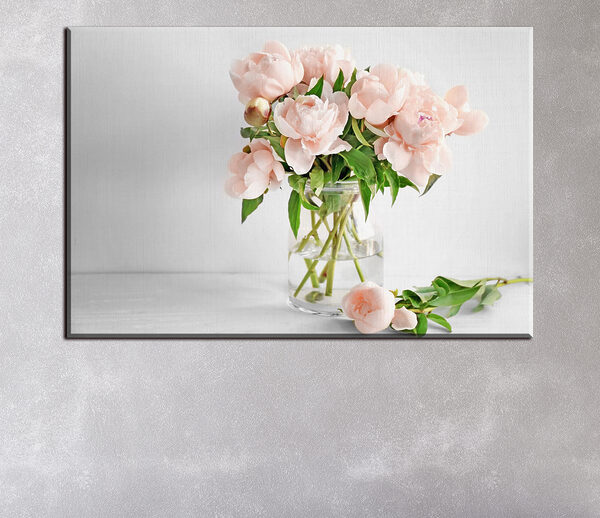 Cuadros Un jarrón con flores rosas